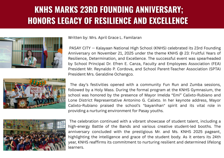 KNHS Marks 23rd Founding Anniversary; Honors Legacy of Resilience and Excellence