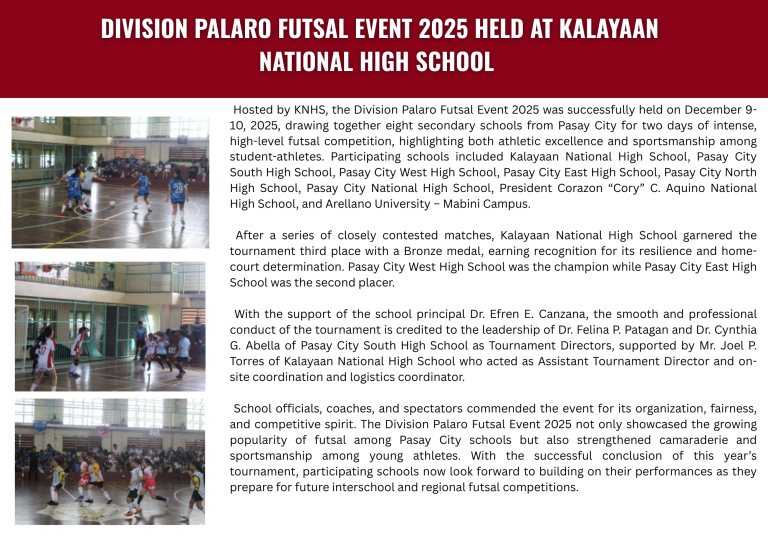 Division Palaro Futsal Event 2025 Held at Kalayaan National High School